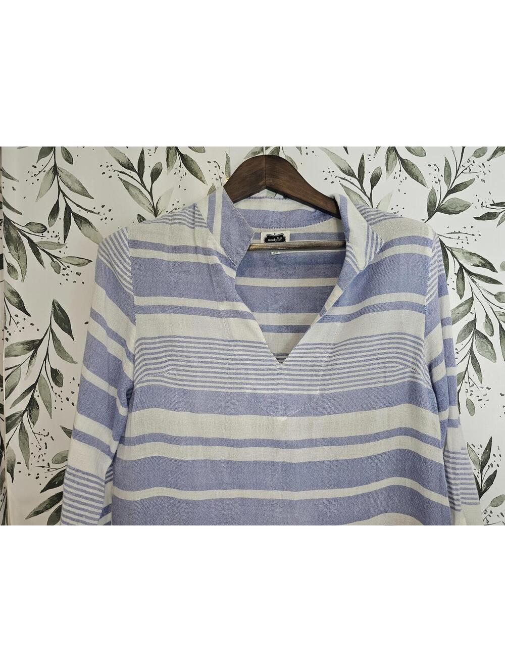 Mud Pie Shirt Blue & White Womens Size XL Blouse Striped